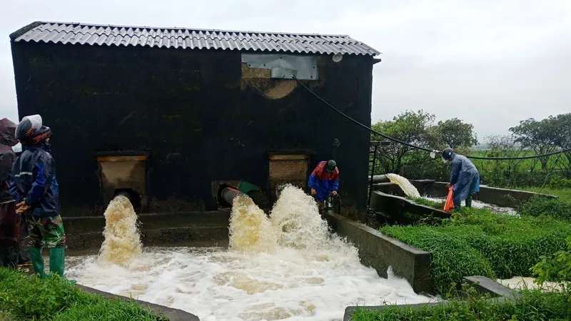 Ngày đêm bơm nước tiêu úng cứu hàng ngàn hecta lúa
