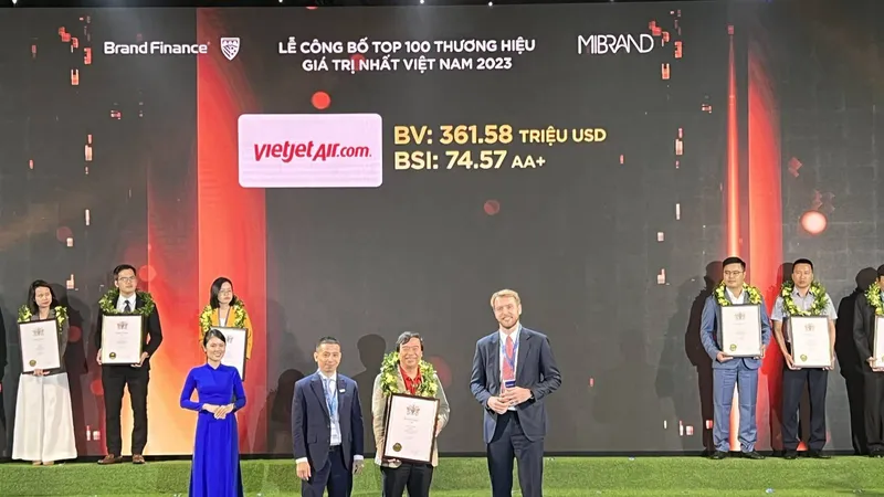 Vietjet là một trong 100 thương hiệu giá trị nhất Việt Nam