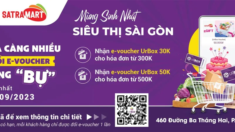 Nhiều khuyến mãi hấp dẫn mừng sinh nhật Satramart Siêu thị Sài Gòn