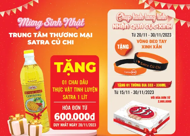 Nhiều quà tặng mừng sinh nhật Trung tâm thương mại Satra Củ Chi