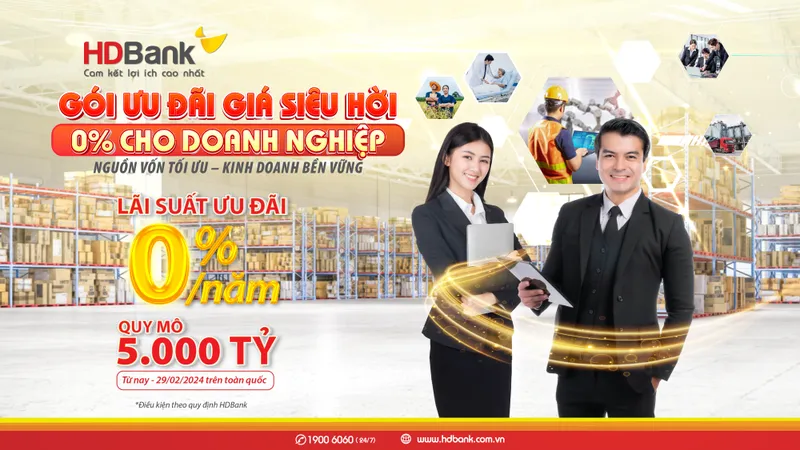 Cùng doanh nghiệp đón Tết, HDBank tung thêm gói tín dụng lãi suất 0% 