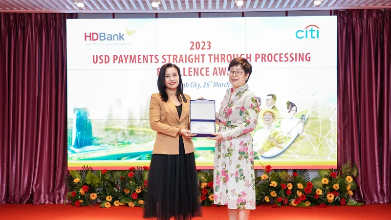 Liên tục nâng cao chất lượng thanh toán quốc tế, HDBank nhận “Giải thưởng chất lượng thanh toán quốc tế xuất sắc năm 2023” từ Citibank 