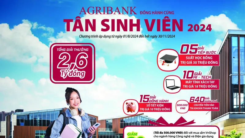 Agribank dành 2,6 tỷ đồng tặng tân sinh viên 2024