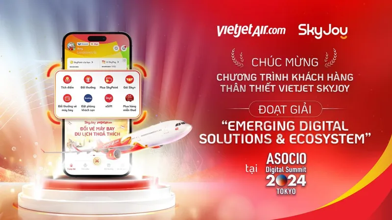 Vietjet SkyJoy nhận Giải thưởng ASOCIO DX Award 2024, khẳng định vị thế tiên phong trong sáng tạo dịch vụ khách hàng