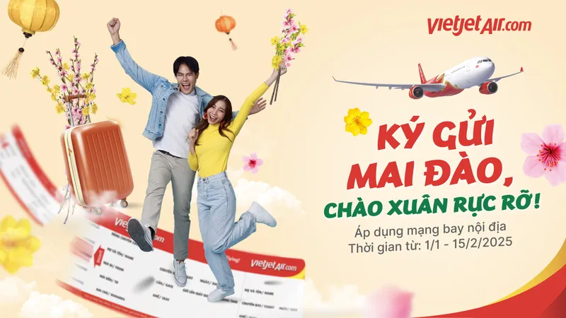 Mang sắc xuân đến muôn nơi, Vietjet vận chuyển mai, đào Tết 2025