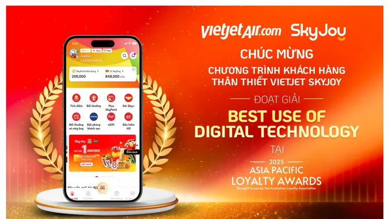 Không ngừng đổi mới sáng tạo trong lĩnh vực công nghệ số, Vietjet thắng lớn tại Asia Pacific Loyalty Awards 2025 với Vietjet SkyJoy