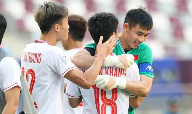 Niềm vui của các cầu thủ U23 Việt Nam. 