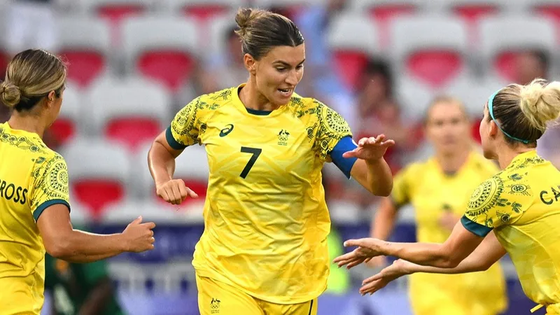 Niềm vui của các nữ tuyển thủ Australia khi tạo ra màn lội ngược dòng khó tin tại Olympic Paris 2024. 