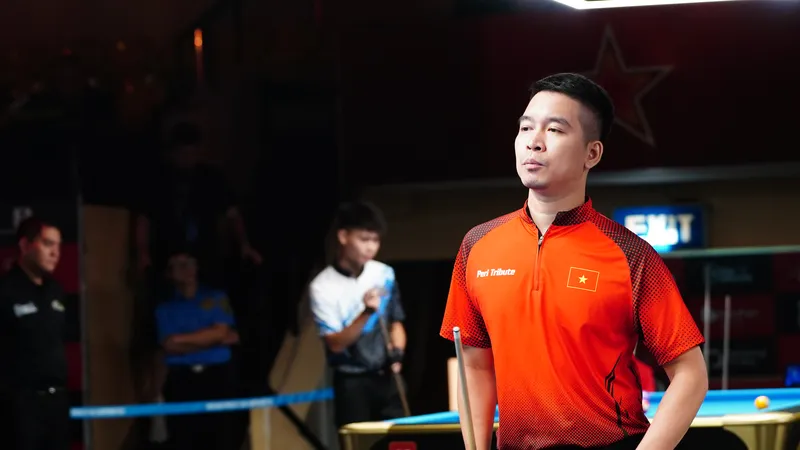 Cơ thủ Nguyễn Bảo Châu đoạt vé dự vòng chung kết Giải vô địch thế giới 10 bi nam 2025. ẢNH: TÂM HÀ