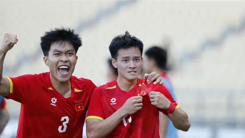 U22 Việt Nam đoạt vé vào chung kết SEA Games 33. ẢNH: DŨNG PHƯƠNG