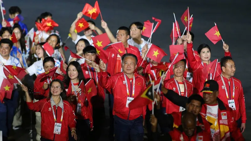 Đoàn Thể thao Việt Nam dự lễ bế mạc SEA Games 33. ẢNH: DŨNG PHƯƠNG 