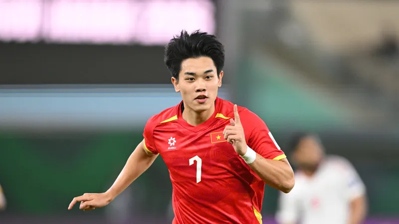 Niềm vui của Nguyễn Đình Bắc khi ghi bàn cho U23 Việt Nam. ẢNH: AFC