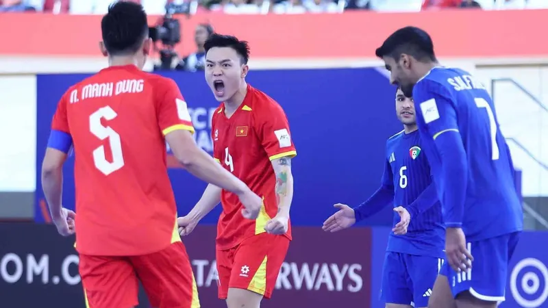 Đội tuyển futsal Việt Nam tạo ra màn lội ngược dòng ấn tượng tại trận ra quân vòng chung kết Futsal châu Á 2026. ẢNH: AFC 