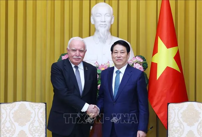 Chủ tịch nước Lương Cường tiếp Đặc phái viên của Tổng thống Palestine