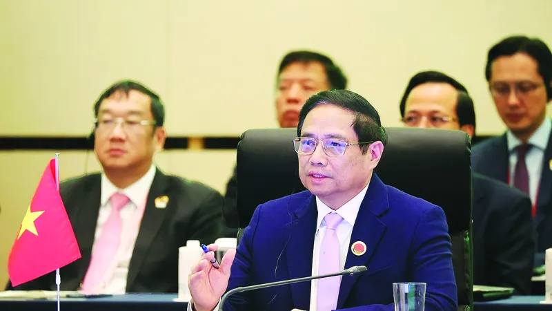 Thủ tướng Phạm Minh Chính phát biểu tại hội nghị. Ảnh: TTXVN