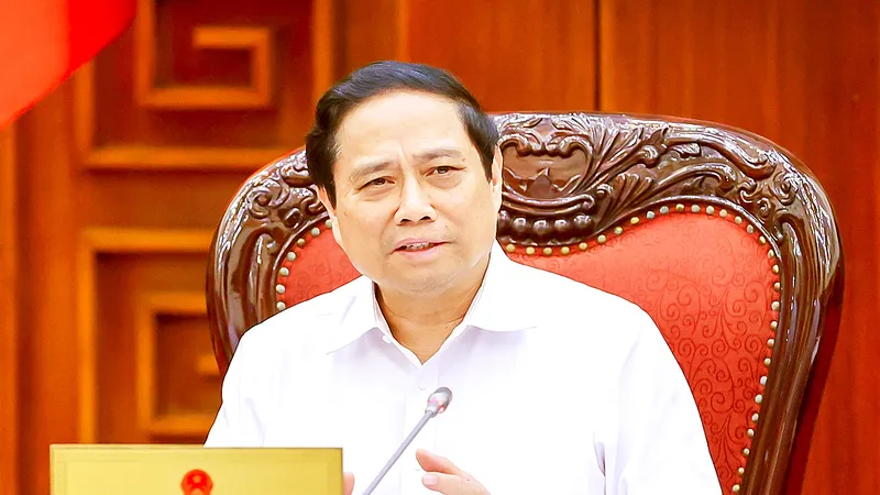 Thủ tướng Phạm Minh Chính phát biểu tại phiên họp. Ảnh: VIẾT CHUNG