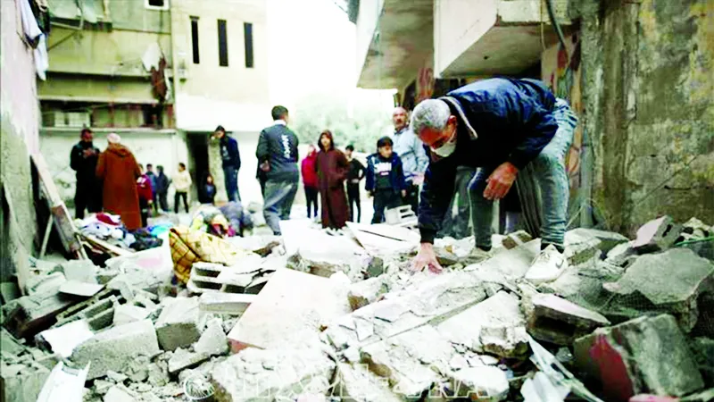 Một điểm đổ nát sau cuộc không kích của Israel xuống Dải Gaza. Ảnh: THX