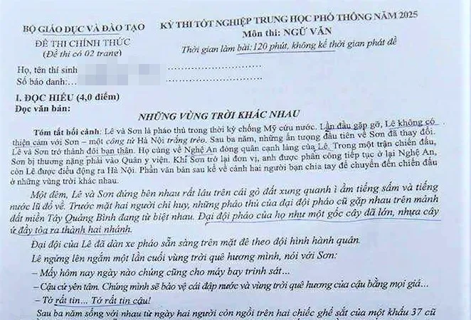Đề thi môn Ngữ văn Chương trình GDPT 2018