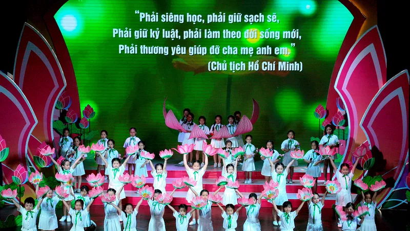 Một tiết mục biểu diễn trong Liên hoan văn nghệ thiếu nhi tại Nhà Thiếu nhi TPHCM. ẢNH: THÚY BÌNH