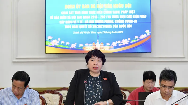 Chủ nhiệm Ủy ban Xã hội của Quốc hội Nguyễn Thuý Anh tại buổi giám sát. Ảnh:VIỆT DŨNG