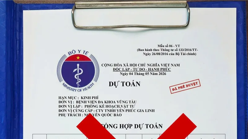 Một văn bản mạo danh Bệnh viện Đa khoa Vũng Tàu.