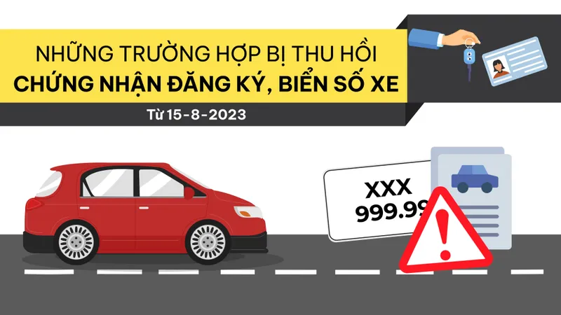Những trường hợp bị thu hồi chứng nhận đăng ký, biển số xe từ ngày 15-8-2023