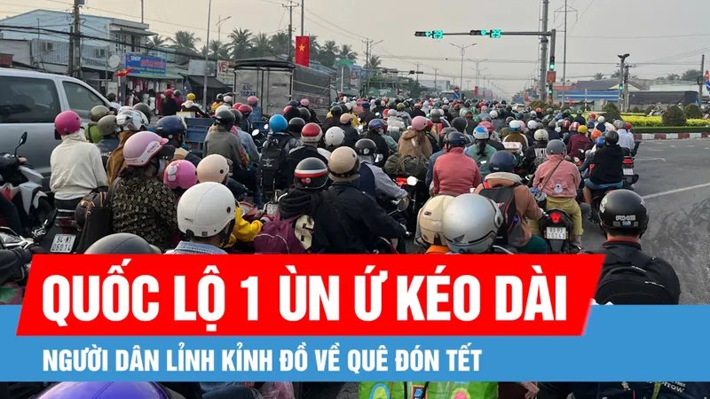 Người dân lỉnh kỉnh đồ về quê đón tết, Quốc lộ 1 ùn ứ kéo dài