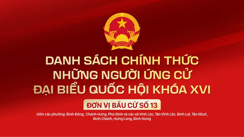 Danh sách chính thức những người ứng cử ĐBQH khóa XVI - Đơn vị bầu cử số 13