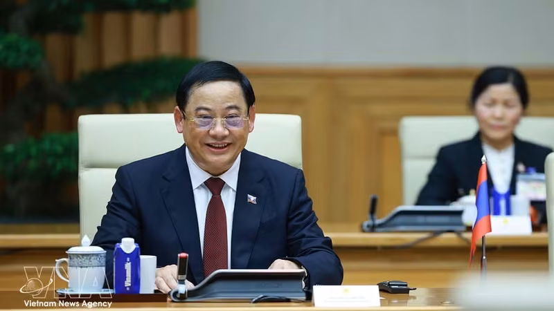 宋赛·西潘敦同志当选老挝人民民主共和国国会主席。图自越通社
