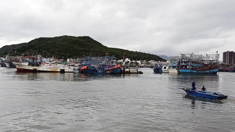 Tàu thuyền vào cảng Hòn Rớ, TP Nha Trang neo đậu để tránh bão. Ảnh: QUỲNH ANH