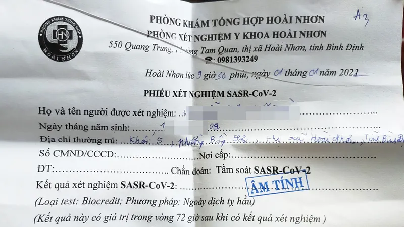 Vụ học sinh phải trả tiền test Covid-19 trước khi tiêm vaccine: Phòng y tế TX Hoài Nhơn không hay biết?