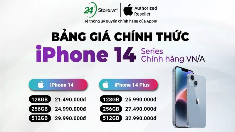 24hstore công bố bảng giá iPhone 14 series: giá tốt, không cần cọc trước