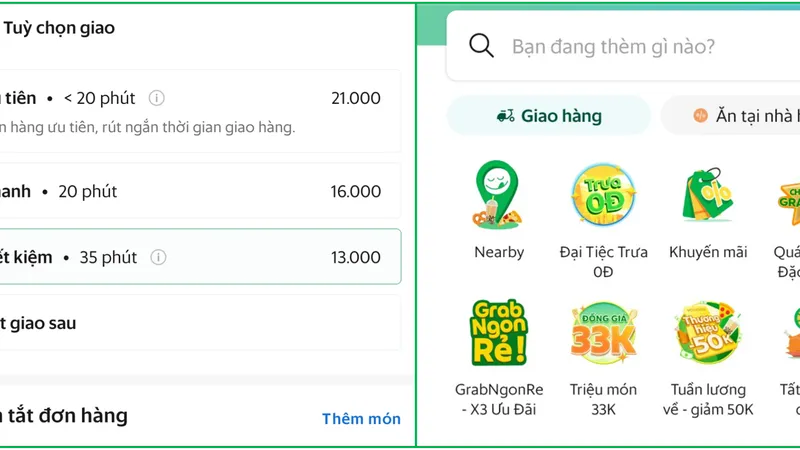 Người dùng tiết kiệm hơn khi trải nghiệm GrabFood nhờ tính năng “Lựa chọn giao hàng” và các danh mục Triệu món 33.000đ, Grab Ngon Rẻ