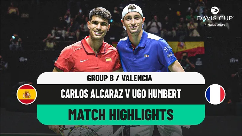 Carlos Alcaraz vs Ugo Humbert 6-3, 6-3: Alcaraz vượt trội đẳng cấp, thắng dễ dàng Humbert, đưa Tây Ban Nha vào tứ kết Davis Cup