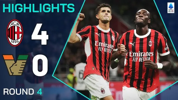 AC Milan vs Venezia 4-0: Trong 29 phút, Hernandez khai bàn sau 2 phút, Fofana lập công, Pulisic, Abraham tỏa sáng nhờ penalty, Caviglia nhận thẻ đỏ