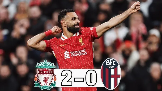 Liverpool vs Bologna 2-0: Salah kiến tạo, Mac Allister mở bàn, Salah cứa lòng đẹp mắt ấn định chiến thắng