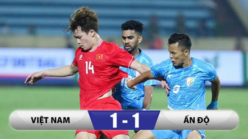Giao hữu, Việt Nam vs Ấn Độ 1-1: Vĩ Hào vụt sáng mở bàn, Quế Ngọc Hải hỏng penalty, Wangjam kiến tạo, Choudhary gỡ hòa, HLV Kim Sang Sik có chuỗi 4 trận không thắng trên mọi đấu trường