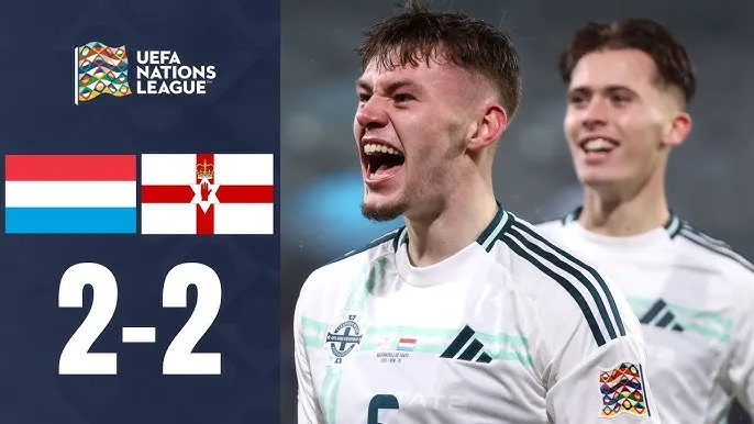 Luxembourg vs Bắc Ireland 2-2: Isaac Price, Conor Bradley sớm có lợi thế 2 bàn nhưng Seid Korac, Gerson Rodrigues bất ngờ ngược dòng chia điểm