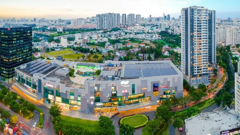 Hình ảnh hệ thống năng lượng tái tạo được lắp đặt tại SC VivoCity nhìn từ trên cao