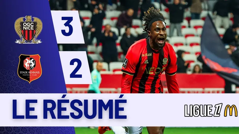 Nice vs Rennes 3-2: Rượt đuổi hấp dẫn, Guessand khai bàn, Kalimuendo gỡ hòa, Sofiane Diop, Gaetan Laborde tỏa sáng, Adrien Truffert ngược dòng bất thành, Rosario bị thẻ đỏ