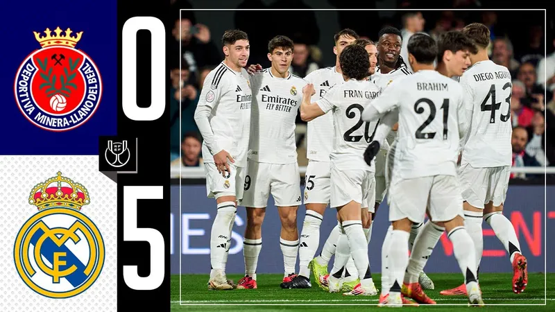 Minera vs Real Madrid 0-5: Valverde thị uy sức mạnh phút thứ 5, Camavinga lập công, Guler ghi cú đúp, Modric chốt hạ chiến thắng, Real đi tiếp vòng 1/8 Copa del Rey