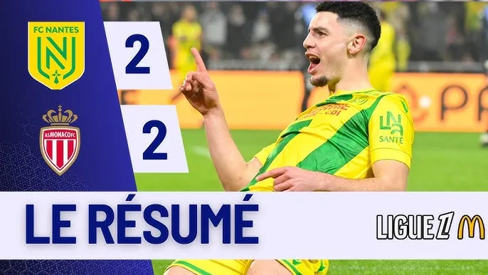 Nantes vs AS Monaco 2-2: Rượt đuổi hấp dẫn 4 bàn thắng, Matthis Abline, Amian Adou sớm dẫn trước nhưng Breel Embolo, Mohammed Salisu ngược dòng chia điểm