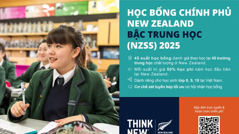 Học bổng Chính phủ New Zealand 2025 mở đơn với số suất học bổng trung học cao nhất từ trước đến nay