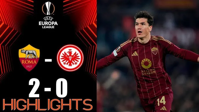 AS Roma vs Frankfurt 2-0: Angelino đệm bóng cận thành mở bàn, Eldor Shomurodov đột phá ấn định chiến thắng dễ dàng 