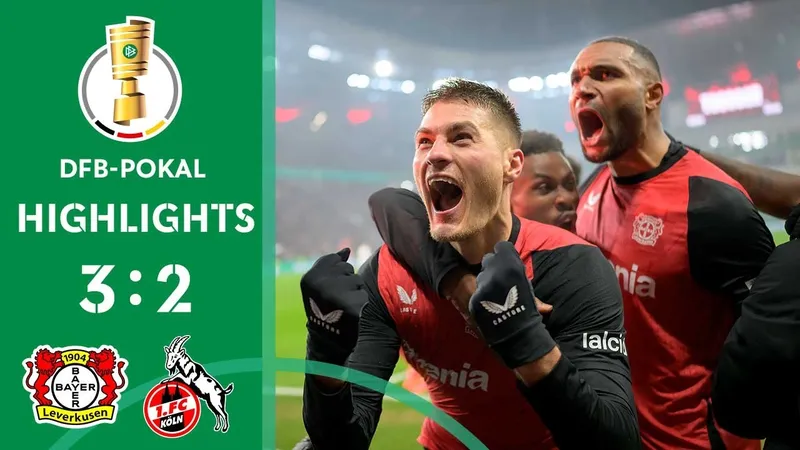 Bayer Leverkusen vs Koln 3-2: Downs, Maina sớm dệt mộng 2 bàn dẫn trước nhưng Schick tỏa sáng cú đúp, Boniface ngược dòng giành vé bán kết DFB Cup
