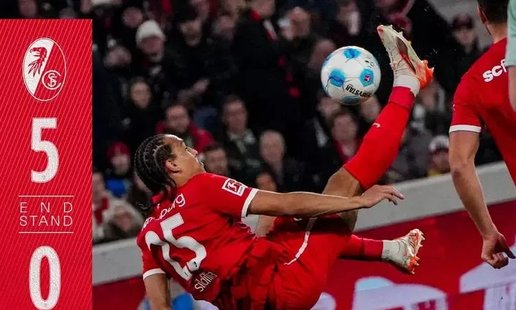 SC Freiburg vs Werder Bremen 5-0: Kiliann Sildillia khai bàn, Vincenzo Grifo, Doan Ritsu đua tài ghi cú đúp, mở tiệc chiến thắng 5 sao vào tốp 4 Bundesliga