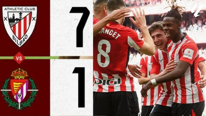 Athletic Bilbao vs Real Valladolid 7-1: Mikel Jauregizar khai tiệc, Nico Williams, Maroan Sannadi, Oihan Sancet, Gorka Guruzeta, Inaki Williams góp công tiệc chiến thắng tưng bừng 7 bàn