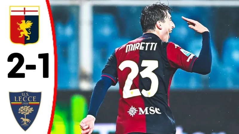 Genoa vs Lecce 2-1: Dấu ấn Ruslan Malinovskyi kiến tạo, Fabio Miretti thăng hoa cú đúp bàn thắng, Nikola Krstovic ghi bàn danh dự nhờ penalty