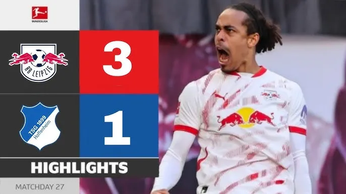 RB Leipzig vs Hoffenheim 3-1: Tom Bischof khai bàn, Leo Skiri Ostigard nhận thẻ đỏ, Benjamin Sesko, Ridle Baku, Yussuf Poulsen ngược dòng giành 3 điểm