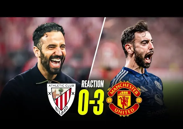 Athletic Bilbao vs Man United 0-3: Casemiro nhẹ nhàng đánh đầu mở bàn, VAR phạt Vivian thẻ đỏ, Fernandes ghi cú đúp nhờ penalty, tái đấu Old Trafford MU rộng cửa vào chung kết Europa League 2025 